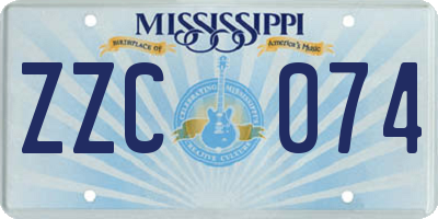 MS license plate ZZC074