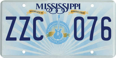 MS license plate ZZC076