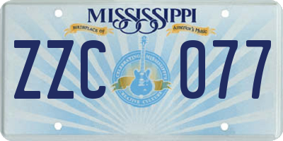 MS license plate ZZC077