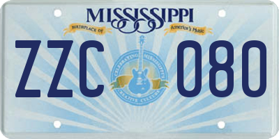 MS license plate ZZC080