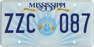 MS license plate ZZC087