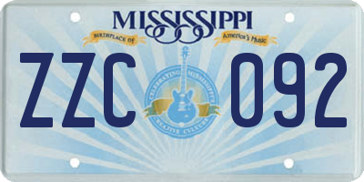 MS license plate ZZC092