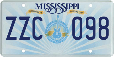 MS license plate ZZC098