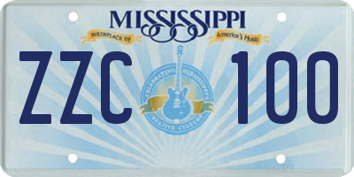MS license plate ZZC100