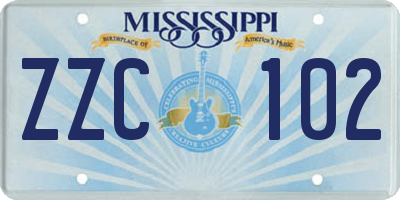 MS license plate ZZC102