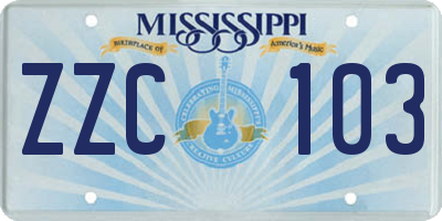 MS license plate ZZC103