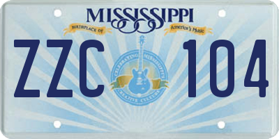MS license plate ZZC104