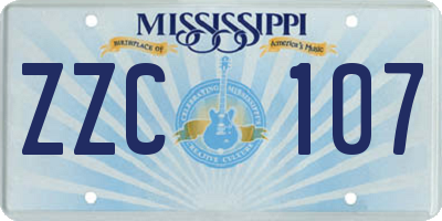 MS license plate ZZC107