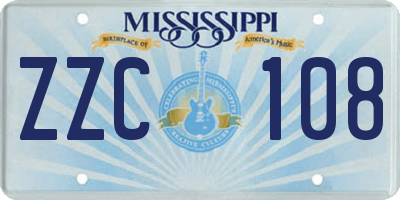 MS license plate ZZC108