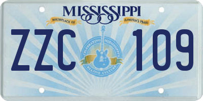 MS license plate ZZC109