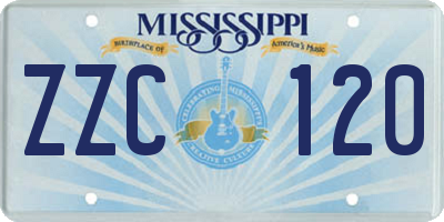 MS license plate ZZC120
