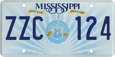 MS license plate ZZC124