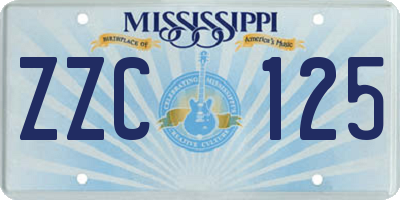 MS license plate ZZC125