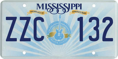 MS license plate ZZC132