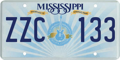MS license plate ZZC133