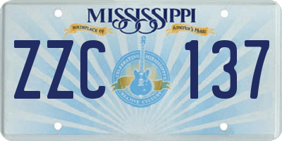 MS license plate ZZC137