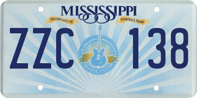 MS license plate ZZC138