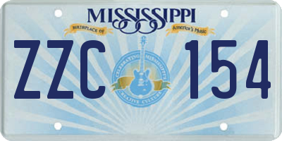 MS license plate ZZC154