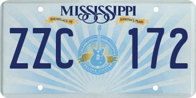 MS license plate ZZC172