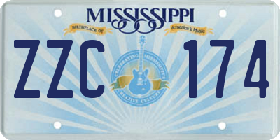 MS license plate ZZC174