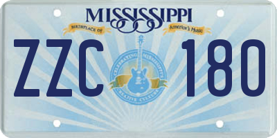 MS license plate ZZC180