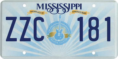 MS license plate ZZC181