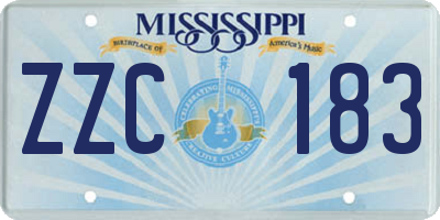 MS license plate ZZC183
