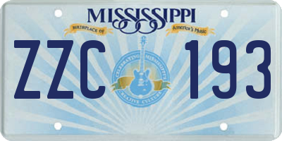 MS license plate ZZC193