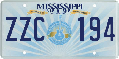 MS license plate ZZC194