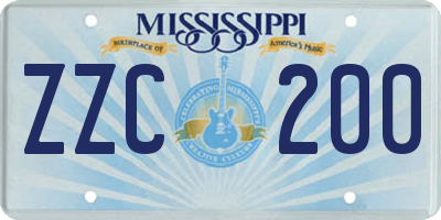 MS license plate ZZC200