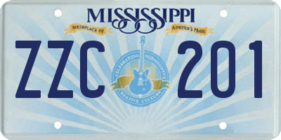 MS license plate ZZC201