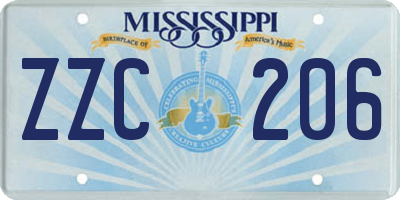 MS license plate ZZC206