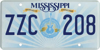 MS license plate ZZC208