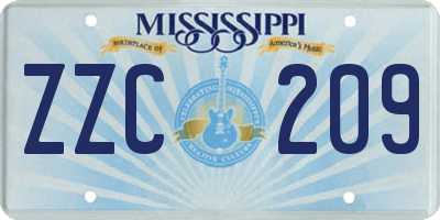 MS license plate ZZC209