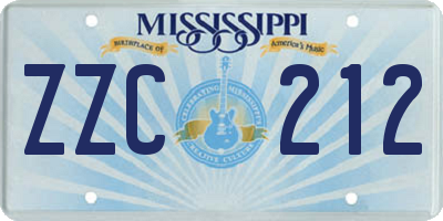 MS license plate ZZC212