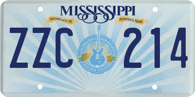 MS license plate ZZC214