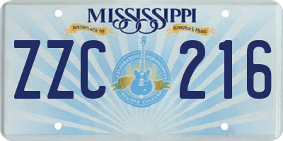 MS license plate ZZC216
