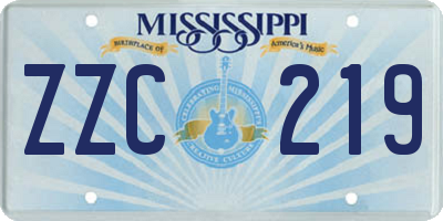 MS license plate ZZC219