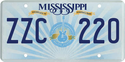 MS license plate ZZC220