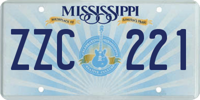 MS license plate ZZC221