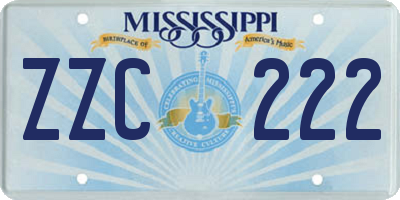 MS license plate ZZC222