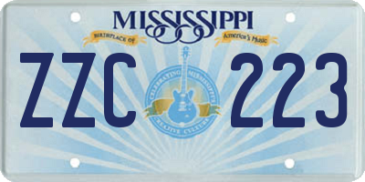 MS license plate ZZC223