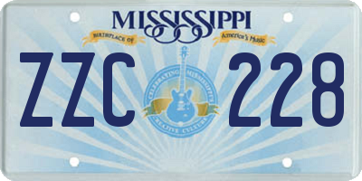 MS license plate ZZC228