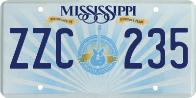 MS license plate ZZC235