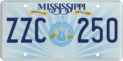 MS license plate ZZC250