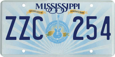 MS license plate ZZC254