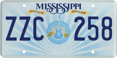 MS license plate ZZC258
