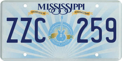 MS license plate ZZC259