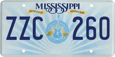 MS license plate ZZC260