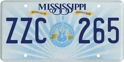 MS license plate ZZC265